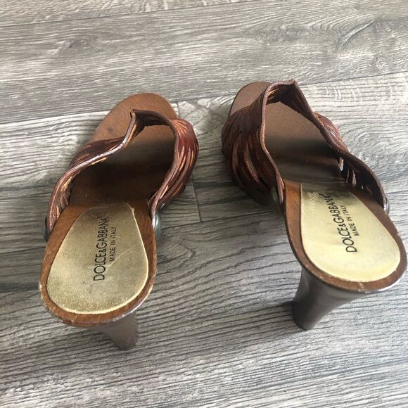 Dolce & Gabbana Vintage Wood Leather Platform sandal - Picture 8 of 14